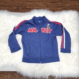 Disney Mickey Mouse Zip Front Athletic Track Jacket Collared Blue 5 EUC